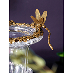 Ваза из прозрачного стекла на бронзовой подставке с ободком и ручками в виде стрекоз Eden Garden варинант исполнения - 3 | Loft Concept в Костроме