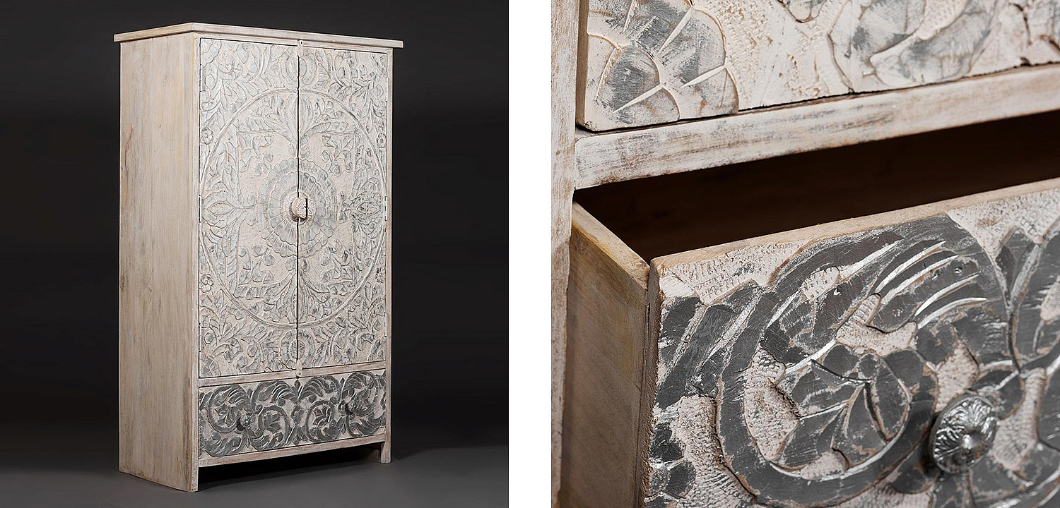 Шкаф Indian antique white Cupboard - Loft-Concept в Костроме