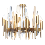Люстра с вертикальными стеклянными элементами и металлическим каркасом цвета Латунь Vertical Glass варинант исполнения - 2 | Loft Concept в Костроме