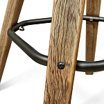 Барный стул со спинкой и металлической подставкой на 4-х деревянных ножках Коричневый Велюр Vendramin Chair варинант исполнения - 3 | Loft Concept в Костроме