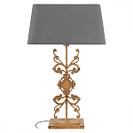 Настольная лампа на ажурном чугунном основании с серым абажуром Openwork Lamp варинант исполнения - 1 | Loft Concept в Костроме