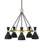 Люстра с 5-ю плафонами в форме песочных часов с узкими перфорированными отверстиями Feiss варинант исполнения - 1 | Loft Concept в Костроме