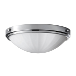 Потолочный светильник для ванных комнат цвета хром с белым матовым ребристым плафоном в форме полусферы Feiss варинант исполнения - 1 | Loft Concept в Костроме