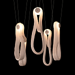 Подвесной светильник белого цвета с 6-ю изогнутыми плафонами Flow Loop варинант исполнения - 6 | Loft Concept в Костроме