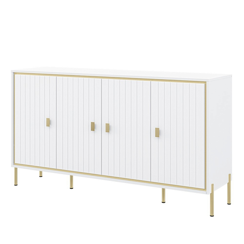 Консоль четырёхдверная с полками Antique Order Белый Золотой в Костроме | Loft Concept 