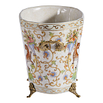 Кашпо с растительным и животным орнаментом на бронзовых ножках Turquoise Blooming Garden варинант исполнения - 3 | Loft Concept в Костроме