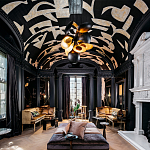 Обои ручная роспись в стиле Арт-деко Symphony Original colourway on Flint silk dupion варинант исполнения - 1 | Loft Concept в Костроме