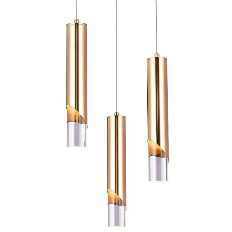 Подвесной светильник Metal Acrylic Tube Trio Gold Hanging Lamp Золотой Прозрачный Подвесной светильник Metal Acrylic Tube Trio Gold Hanging Lamp Золотой Прозрачный в Костроме | Loft Concept