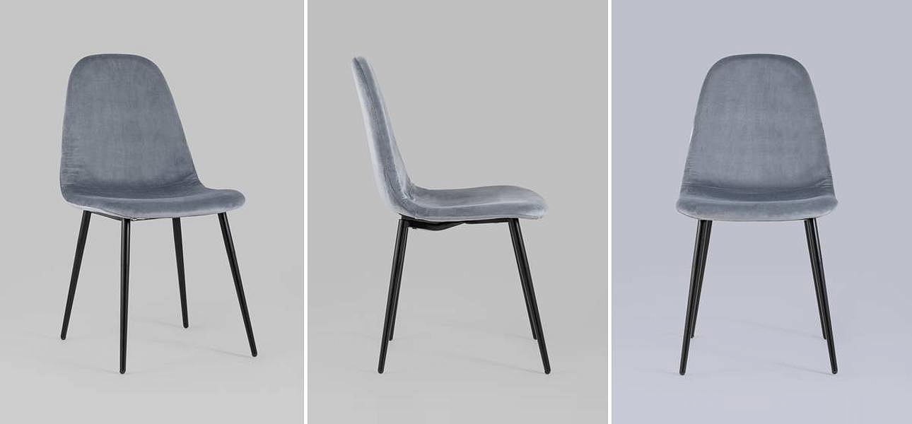 Стул Archie Chair Черные ножки Серый Велюр Стул Archie Chair Черные ножки Серый Велюр - Loft-Concept в Костроме