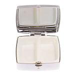 Таблетница карманная квадратная с 2-мя отделениями с зеркалом и накладкой из натурального камня Пегматит Silver Stone Pillboxes варинант исполнения - 3 | Loft Concept в Костроме