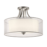 Потолочный светильник с двойным цилиндрическим плафоном из белого стекла и прозрачной органзы Kichler варинант исполнения - 12 | Loft Concept в Костроме