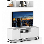 ТВ-тумба белая с  2-мя дверцами и ящиком Strict Lines варинант исполнения - 5 | Loft Concept в Костроме