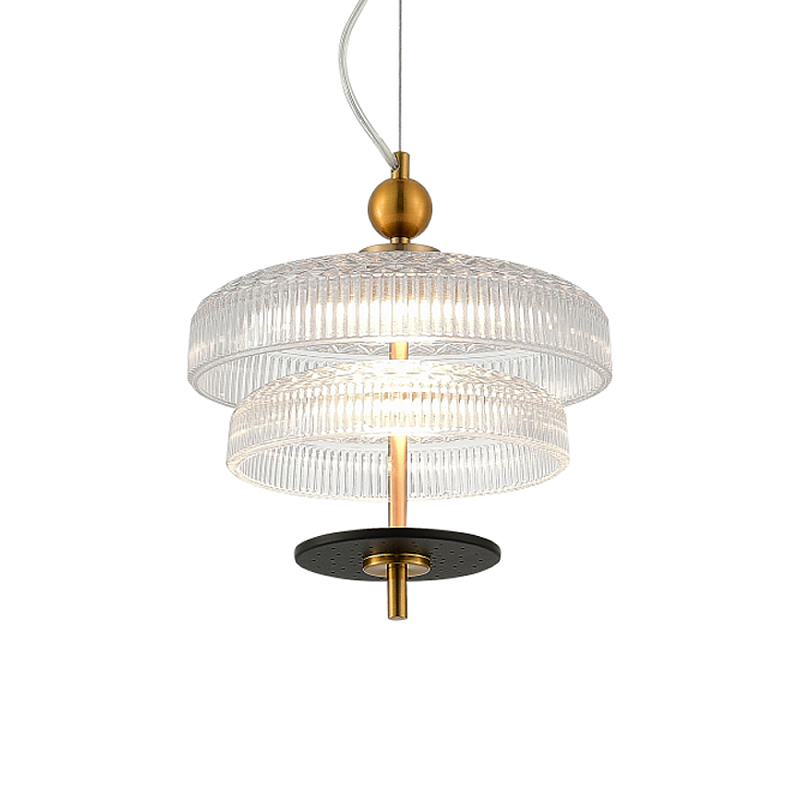 Подвесной светильник многослойный из рифленого прозрачного стекла Academy of Light Прозрачное Стекло Латунь в Костроме | Loft Concept 