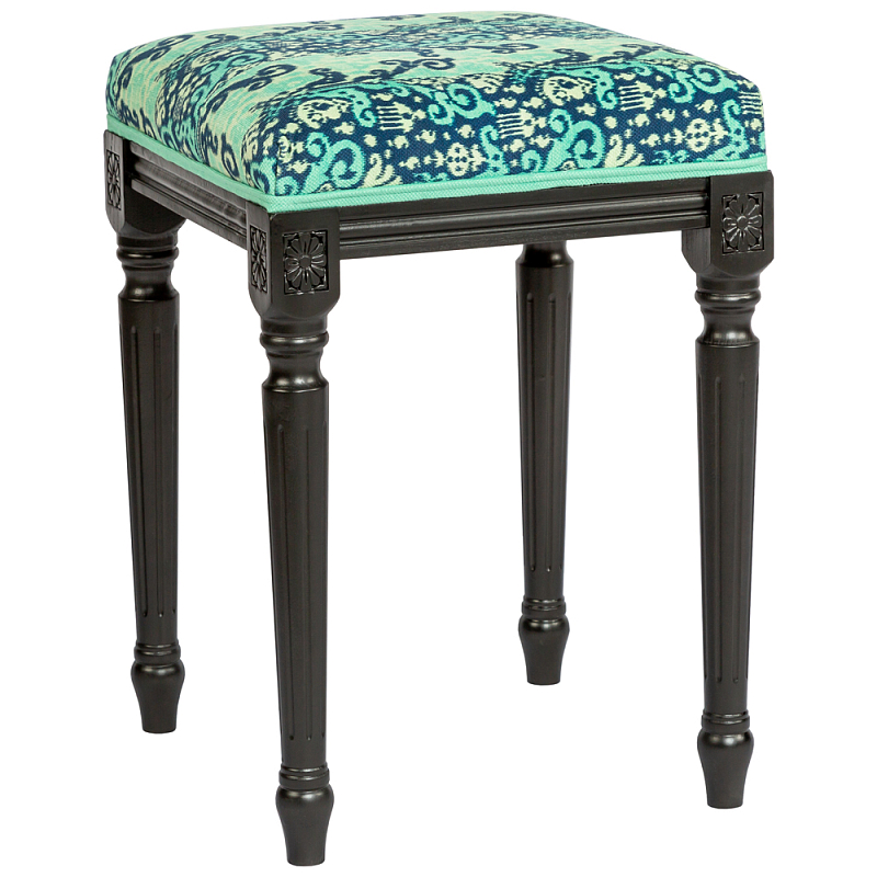 Банкетка из натурального бука Ikat Pattern Черный Бирюзовый Темно-синий Банкетка из натурального бука Ikat Pattern Черный Бирюзовый Темно-синий в Костроме | Loft Concept