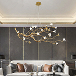 Люстра в виде золотой ветки с цветами Glass Flower Pendant Light варинант исполнения - 4 | Loft Concept в Костроме