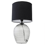 Настольная лампа с черным цилиндрическим тканевым абажуром и фактурным прозрачным основанием Black Cone варинант исполнения - 2 | Loft Concept в Костроме