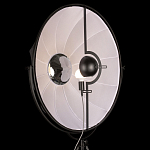 Торшер в виде прожектора с круглым тканевым абажуром на треноге черного цвета Radiance Éclat варинант исполнения - 5 | Loft Concept в Костроме