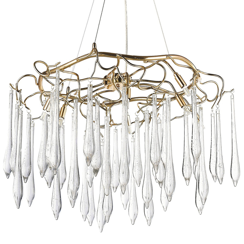 Люстра с хрустальными подвесками в виде капель Droplet Crystal Gold Chandelier 8 Золотой Прозрачный Люстра с хрустальными подвесками в виде капель Droplet Crystal Gold Chandelier 8 Золотой Прозрачный в Костроме | Loft Concept