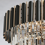 Люстра из черного металла с многоярусными подвесками из прозрачного хрусталя на золотой цепи Empire Black Chandelier Crystal варинант исполнения - 10 | Loft Concept в Костроме