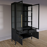 Витрина Primo со стеклянными фасадами и буфетом шпон Черный дуб варинант исполнения - 4 | Loft Concept в Костроме