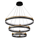 Люстра подвесная с тремя кольцами черного и золотого цвета Ring Horizontal варинант исполнения - 1 | Loft Concept в Костроме