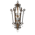 Люстра бронзового цвета с 6-ю лампами и стеклянными подвесками в классическом стиле Quoizel варинант исполнения - 1 | Loft Concept в Костроме