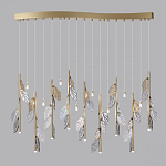 Люстра с золотистыми трубками и прозрачными стеклянными листьями на подвесах Sylva  варинант исполнения - 4 | Loft Concept в Костроме