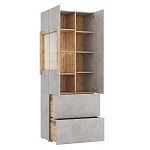 Шкаф-витрина двухдверная с фасадом цвета серый бетон Grace of Furniture варинант исполнения - 3 | Loft Concept в Костроме