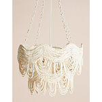 Двухъярусная круглая люстра волнистой формы украшенная белыми бусами Azure Beads Chandelier варинант исполнения - 1 | Loft Concept в Костроме