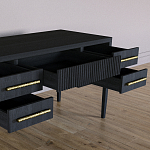 Большой Рабочий стол Primo с 5 выдвижными ящиками Черный дуб варинант исполнения - 7 | Loft Concept в Костроме