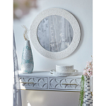 Зеркало круглое инкрустированное раковинами устриц Bone Inlay Dome Mirror White варинант исполнения - 2 | Loft Concept в Костроме