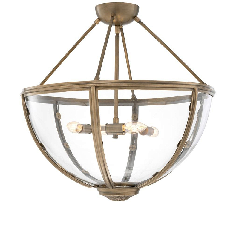 Потолочный светильник Eichholtz Ceiling Lamp Deveraux Antique brass Латунь Античная полированная Прозрачное Стекло в Костроме | Loft Concept 