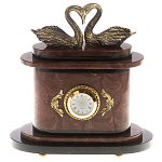 Часы настольные из натурального камня с декором в виде двух лебедей Swans Stone Clock варинант исполнения - 5 | Loft Concept в Костроме