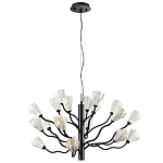 Люстра подвесная черного цвета с ветвями и белыми фарфоровыми цветами Floralis варинант исполнения - 7 | Loft Concept в Костроме