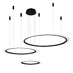 Люстра подвесная светодиодная с тремя черными кольцами и пультом управления Ring Horizontal варинант исполнения - 2 | Loft Concept в Костроме