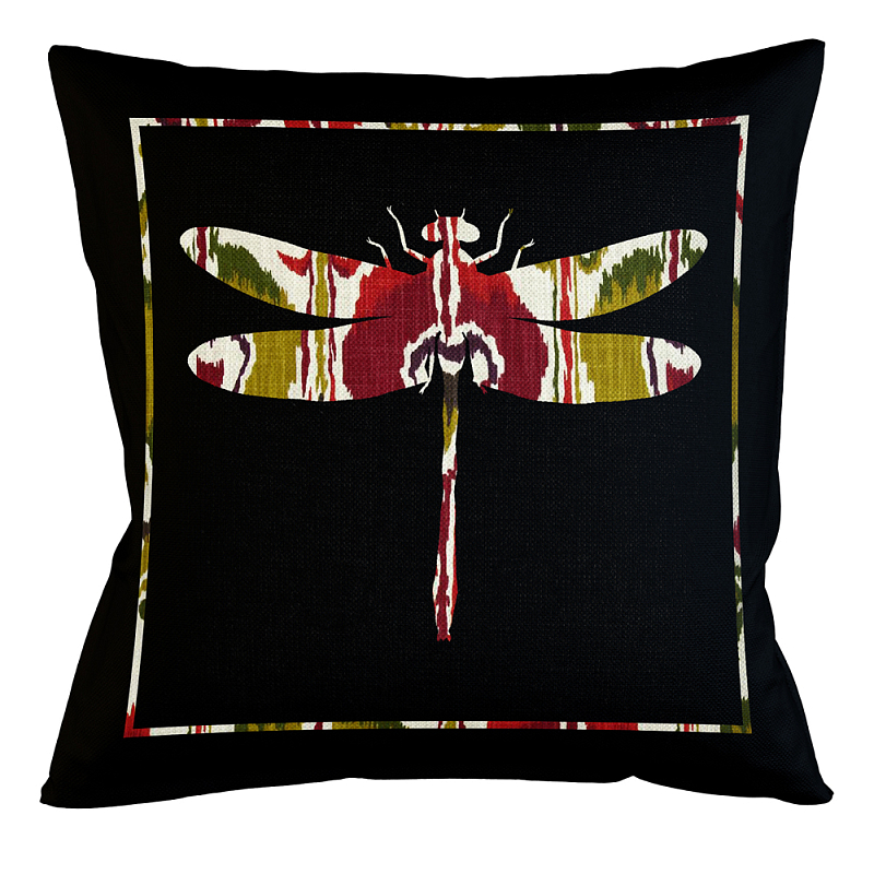 Подушка декоративная стрекоза цветной узор Ikat Pattern Мульти Бежевый Черный Подушка декоративная стрекоза цветной узор Ikat Pattern Мульти Бежевый Черный в Костроме | Loft Concept