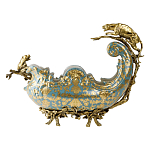 Чаша голубого цвета с оранментом и и бронзовыми фигурами леопардов Eden Garden варинант исполнения - 3 | Loft Concept в Костроме