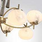 Люстра подвесная с 8-ю шарообразными плафонами из белого стекла с подвесками из камня и кисточками Agatelle варинант исполнения - 6 | Loft Concept в Костроме