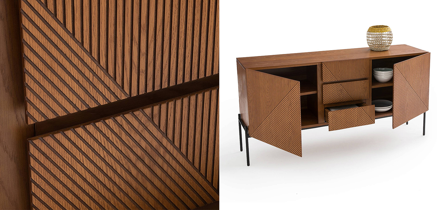 Комод с геометрическим рисунком Anders Chest of drawers с 3-мя ящиками и 2-мя дверцами Комод с геометрическим рисунком Anders Chest of drawers с 3-мя ящиками и 2-мя дверцами - Loft-Concept в Костроме