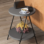 Стол приставной с 2-мя круглыми столешницами цвета антрацит ESSEL SIDE TABLE ANTHRACITE варинант исполнения - 7 | Loft Concept в Костроме