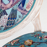 Барный стул из массива бука с изображением птиц и цветов Turquoise Beige Chinoiserie Garden Chair варинант исполнения - 3 | Loft Concept в Костроме