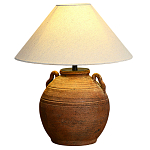 Настольная лампа керамическая коричневая с тканевым абажуром Eastern Tale варинант исполнения - 2 | Loft Concept в Костроме