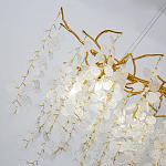 Люстра подвесная с золотистыми ветками и стеклянными подвесками в виде листьев Длина 80 см FAIRYTREE Light варинант исполнения - 4 | Loft Concept в Костроме