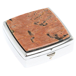 Таблетница карманная квадратная с 2-мя отделениями с зеркалом и накладкой из натурального камня Пегматит Silver Stone Pillboxes варинант исполнения - 1 | Loft Concept в Костроме