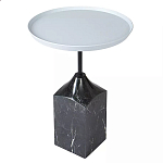 Кофейный столик с круглой столешницей и мраморным основанием Steel Reliability варинант исполнения - 2 | Loft Concept в Костроме