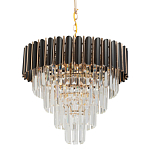 Люстра из черного металла с многоярусными подвесками из прозрачного хрусталя на золотой цепи Empire Black Chandelier Crystal варинант исполнения - 1 | Loft Concept в Костроме