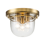 Потолочный светильник для ванных комнат с круглым стеклянным плафоном и тремя лампами Quoizel варинант исполнения - 1 | Loft Concept в Костроме