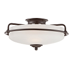 Потолочный светильник со стеклянным плафоном на изогнутых кронштейнах Quoizel  варинант исполнения - 1 | Loft Concept в Костроме