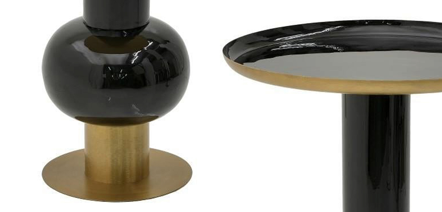 Круглый металлический приставной стол Calem Side Table Gold Black Круглый металлический приставной стол Calem Side Table Gold Black - Loft-Concept в Костроме
