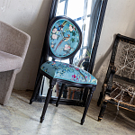 Стул из массива бука бирюзовый с изображением птиц и цветов Turquoise Chinoiserie Birds Garden Chair варинант исполнения - 7 | Loft Concept в Костроме
